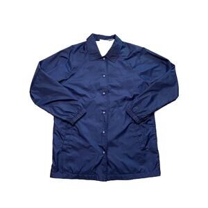 J.Blair Windbreaker Jacket Men’s Small Navy Blue Snap Button Lined Lightweight